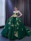 High-end Vintage Mørk Grønn Beading Perle Paljetter Gripende Ruffles Ballkjoler 2024 Ballkjole Kjæreste Korsett Uten Ermer Ryggløse Domstol Tog