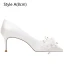 Elegant White Satin Appliques Rhinestone Wedding Shoes 2024 8 cm Stiletto Heels Pointed Toe Wedding Pumps High Heels