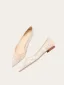 Charming Champagne Lace Flower Leather Flat Wedding Shoes 2025 Pointed Toe Wedding High Heels