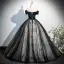 Elegant Black Appliques Sequins Prom Dresses 2025 Ball Gown Off-The-Shoulder Sleeveless Backless Floor-Length / Long Prom Formal Dresses
