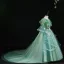 Flower Fairy Sage Green Appliques Lace Flower Birthday Flower Girl Dresses 2024 Ball Gown V-Neck Bell sleeves Court Train Flower Girl Dresses