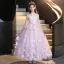 Lovely Blushing Pink Appliques Birthday Flower Girl Dresses 2025 Ball Gown Scoop Neck Sleeveless Floor-Length / Long