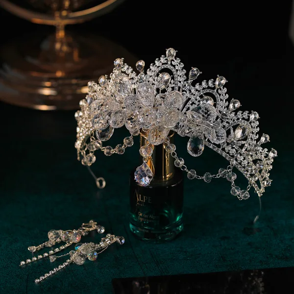 Charmant Blanche Fait main Cristal Accessoire Cheveux Mariage 2024 Alliage