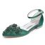 Chic / Beautiful Dark Green Rhinestone Prom Flat Womens Shoes Womens Sandals 2024 Ankle Strap Pointed Toe Sandals