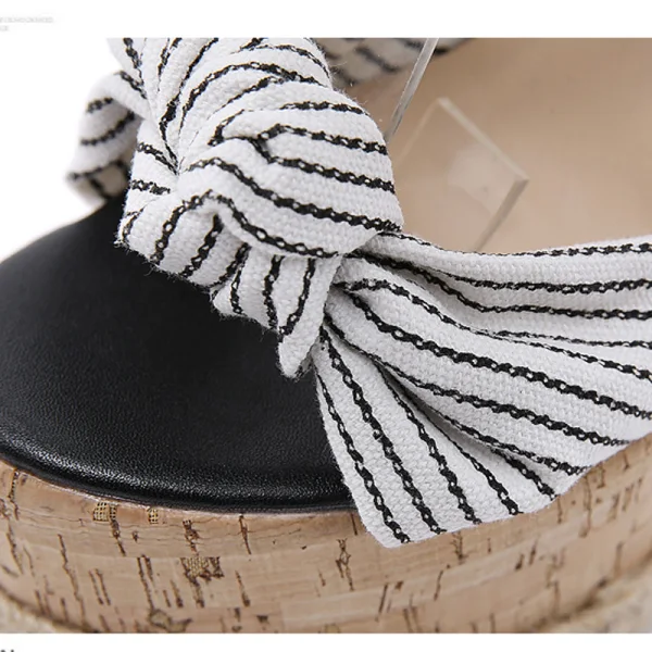 Fashion Black Street Wear Womens Sandals 2023 Ankle Strap Waterproof 17 cm Wedges Open / Peep Toe Sandals High Heels