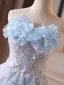 Sexy Sky Blue Beading Lace Flower Appliques Pearl Evening Dresses 2026 Trumpet / Mermaid Strapless Sleeveless Backless Floor-Length / Long Formal Dresses