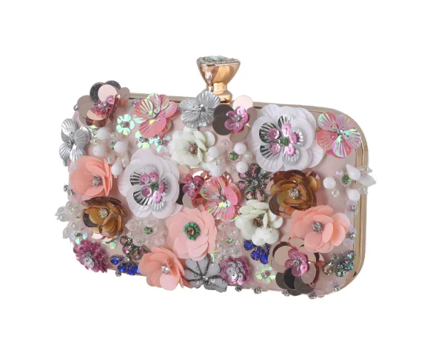 Flower Fairy Ocean Blue Pearl Rhinestone Sequins Prom Clutch Bags 2024