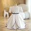 Chic / Beautiful Ivory Birthday Short Flower Girl Dresses 2022 A-Line / Princess Scoop Neck Short Sleeve Pearl Bow Sash Flower Girl Dresses