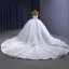 High-end Ivory Satin Lace Flower Wedding Dresses 2023 Ball Gown Strapless Sleeveless Backless Royal Train Wedding