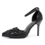 Chic / Beautiful Black Rhinestone Lace Flower Evening Party Womens Shoes 2026 9 cm Stiletto Heels Pointed Toe High Heels