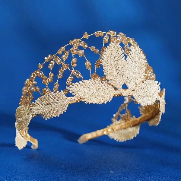 Chic / Belle Doré Fait main Tresser Cristal Alliage Mariage Accessoire Cheveux Mariage 2023