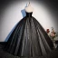 Illusion Schwarz Pailletten Ballkleider 2023 Ballkleid Bandeau Ärmellos Rückenfreies Lange Ball Festliche Kleider
