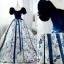 Elegant Navy Blue Floral Prom Dresses 2022 Ball Gown Square Neckline Bow Sash Short Sleeve Backless Floor-Length / Long Prom Formal Dresses