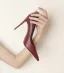 Mode Bordeaux Kantoor OL Leer Pumps 2025 10 cm Naaldhakken / Stiletto Spitse Neus Pumps Hoge Hakken