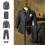 Fashion Black Plaid 5-piece Boys Wedding Suits 2022 Long Sleeve Coat Pants Shirt Tie Vest