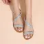 Piękne Srebrny Plaża Lato Rhinestone Płaskie Pantofle & Klapki Sandały Damskie 2022 Peep Toe
