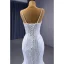 Haut de Gamme Scintillantes Blanche Glitter Perlage Paillettes Robe De Mariée 2023 Trompette / Sirène Bretelles Spaghetti Sans Manches Dos Nu Tribunal Train Mariage