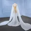 Luxury / Gorgeous Ivory Handmade  Beading Sequins Pearl Wedding Dresses 2022 Trumpet / Mermaid Scoop Neck Long Sleeve Backless Sweep Train Wedding