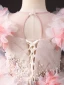 Lovely Blushing Pink Beading Pearl Rhinestone Appliques Lace Flower Birthday Glitter Flower Girl Dresses 2024 Ball Gown Scoop Neck Short Sleeve Floor-Length / Long