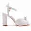Elegante Weiß Perle Brautschuhe 2024 Knöchelriemen 9 cm Thick Heels Peeptoes Hochzeit Sandaletten Hochhackige