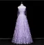 Flower Fairy Lavender Appliques Prom Dresses 2025 A-Line / Princess Strapless Sleeveless Backless Floor-Length / Long Formal Dresses