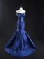 Vintage / Originale Bleu Roi Robe De Soirée 2024 Trompette / Sirène De l'épaule Sans Manches Dos Nu Train De Balayage Soirée Robe De Ceremonie