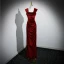 Sexy Burgundy Velvet Evening Dresses 2023 Trumpet / Mermaid Square Neckline Sleeveless Backless Floor-Length / Long Formal Dresses