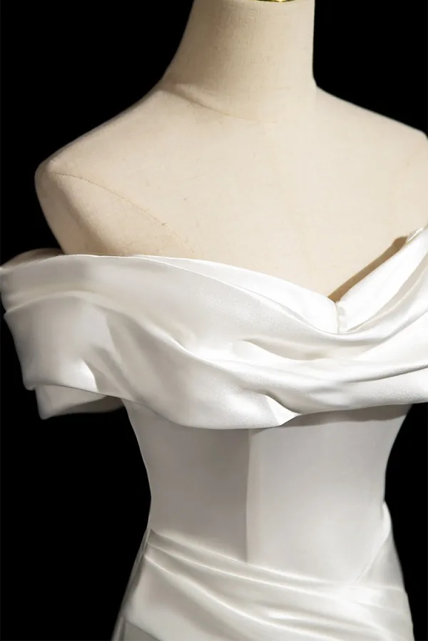 Chic / Belle Blanche Fendue devant Robe De Bal 2024 Trompette / Sirène Bustier Sans Manches Dos Nu Train De Balayage Promo Robe De Ceremonie