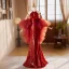 Fashion Red Sequins Evening Dresses 2024 Trumpet / Mermaid Halter Sleeveless Backless Floor-Length / Long Evening Party Formal Dresses