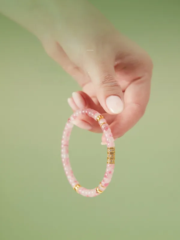 Herlig Rødmende Rosa Håndlaget Naturlig Krystall Armbånd Tilbehør 2025