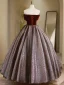 Elegant Burgundy Prom Dresses 2024 Ball Gown Strapless Bow Sleeveless Backless Floor-Length / Long Prom Formal Dresses