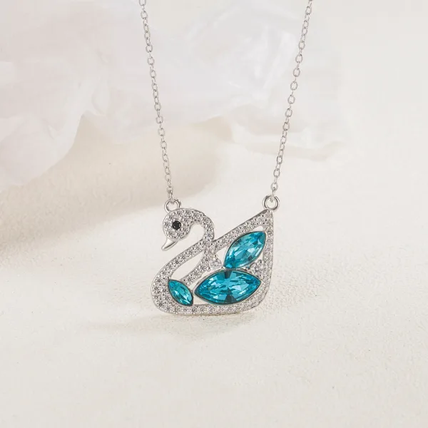 Moda Srebrny Łabędź Kryształ Rhinestone Srebro Naszyjniki Akcesoria 2023