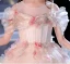 Charming Champagne Appliques Birthday Flower Girl Dresses 2024 Ball Gown Scoop Neck Short Sleeve Floor-Length / Long