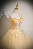 Elegant Gold Beading Pearl Sequins Lace Butterfly Flower Appliques Prom Dresses 2024 Ball Gown Strapless Sleeveless Backless Floor-Length / Long