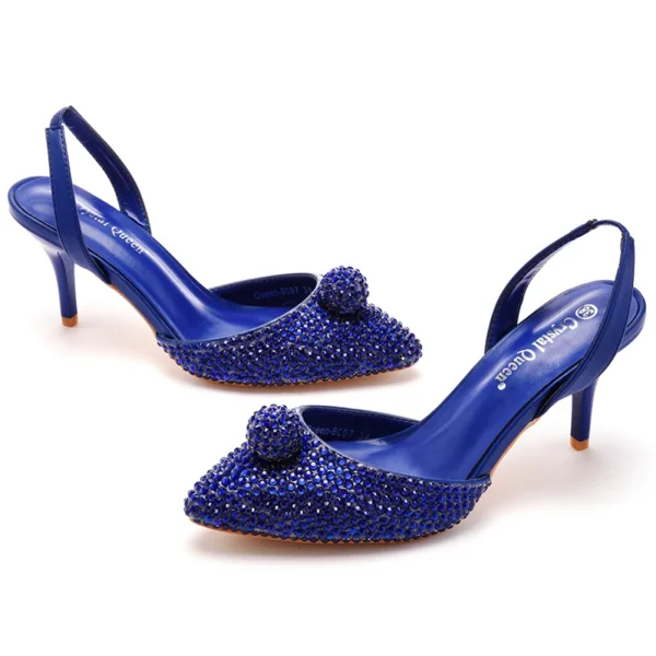 Sexy Summer Sky Blue Rhinestone Cocktail Party 2023 7 cm Stiletto Heels Pointed Toe Womens Sandals