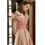 Élégant Rougissant Rose Perlage Paillettes Robe De Bal 2023 Princesse Encolure Carrée Noeud Manches Courtes Dos Nu Longue Promo Robe De Ceremonie