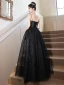 Sparkly Sexy Black Sequins Evening Dresses 2023 A-Line / Princess Spaghetti Straps Sleeveless Backless Floor-Length / Long Evening Party Formal Dresses