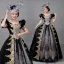 Vintage / Retro Medieval Black Beading Sequins Lace Flower Prom Dresses 2022 Ball Gown U-Neck Puffy Short Sleeve Floor-Length / Long Formal Dresses