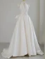 Fashion White Satin Evening Dresses 2023 A-Line / Princess Halter Sleeveless Backless Bow Sash Sweep Train Evening Party Formal Dresses