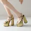 Fashion Black Cocktail Party Summer Womens Sandals 2022 Ankle Strap 14 cm Thick Heels High Heels Open / Peep Toe Sandals
