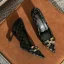 Mode Dunkelgrün Strassenmode Plaid Pumps 2022 8 cm Stilettos Spitzschuh Pumps Hochhackige