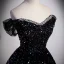 Glitzernden Schwarz Multifarben Pailletten Ballkleider 2023 Ballkleid Off Shoulder Kurze Ärmel Rückenfreies Sweep / Pinsel Zug Ball Festliche Kleider