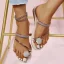 Fashion Gold Summer Beach Rhinestone Womens Sandals 2022 Open / Peep Toe Flat Sandals