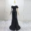 Sexy Schwarz Gespaltete Front Abendkleider 2025 Meerjungfrau Off Shoulder Ärmellos Rückenfreies Sweep / Pinsel Zug Abend Festliche Kleider