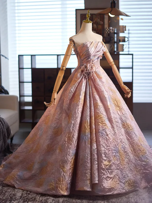 Fashion Blushing Pink Appliques Prom Dresses 2025 Ball Gown Strapless Sleeveless Backless Floor-Length / Long Formal Dresses