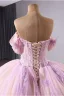 Haut de Gamme Charmant Rougissant Rose Perlage Perle Paillettes Robe De Bal 2025 Robe Boule De l'épaule Manches Courtes Dos Nu Noeud Chapel Train Promo