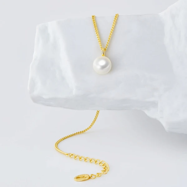 Eleganta Guld Pärla Saterling Silver Halsband Tillbehör 2023