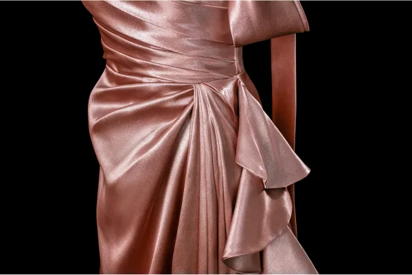 Sexy Rose Gold Satin Evening Dresses 2025 A-Line / Princess Strapless Sleeveless Backless Sweep Train Evening Party Formal Dresses