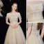 Sparkly Champagne Beading Glitter Prom Dresses 2022 A-Line / Princess Spaghetti Straps Short Sleeve Backless Floor-Length / Long Prom Formal Dresses
