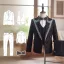 Black Long Sleeve Rhinestone 5-piece Wedding Boys Wedding Suits 2025 Body Jewellery Coat Pants Shirt Tie Vest